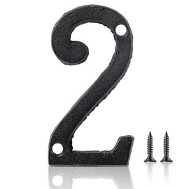 3 Inch Cast Iron House Numbers and Letters, Vintage Cast Iron Home Number Solid Metal Gate Mailbox Numbers, Matching Screws Included (Number 2)