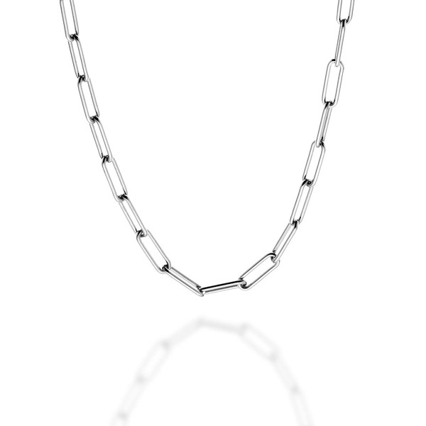 Quadri - 925 silver chain (paper clip) 18 carat gold