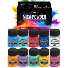 DR. CRAFTY DR CRAFTY Mica Powder for Epoxy Resin, Pigment Powder - Resin Mica Powder for Candle Making, Resin Powder C Epoxy Pigment Powder for Epoxy Resin, Mica Powder for Resin, 10 Shades