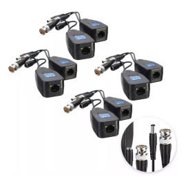 4par Video Balun Rj45 Salida Bnc +voltaje Transceptor Pasivo