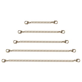 5 Pcs Necklace Extenders, 2/3/4/5/6 inch Gold Necklace Extenders, Gold Necklaces Extender with Lobster Claw Buckles, Suitable for DIY Jewelry Making of Necklaces Chain, Bracelets, and Ankles