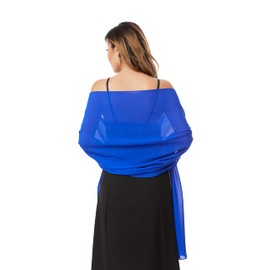 Gzcvba - Chales y envolturas para vestidos de noche, gasa transparente para mujer, elegante, suave, sedoso, brillante, bufanda de novia, azul real B, 74.8*27.6in