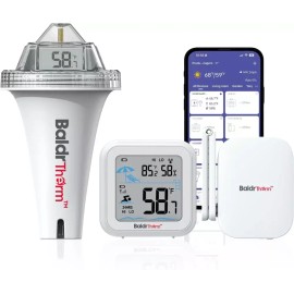 BaldrTherm WiFi 게이트웨이가 있는 BaldrTherm 스마트 풀 온도계 IPX7 방수 기능이 디지털 플로팅 김서림 360 판독 BaldrTherm Smart Pool Thermometer with WiFi Gateway IPX7 Waterproof Digital Floating Fogless 360 Degree Reading