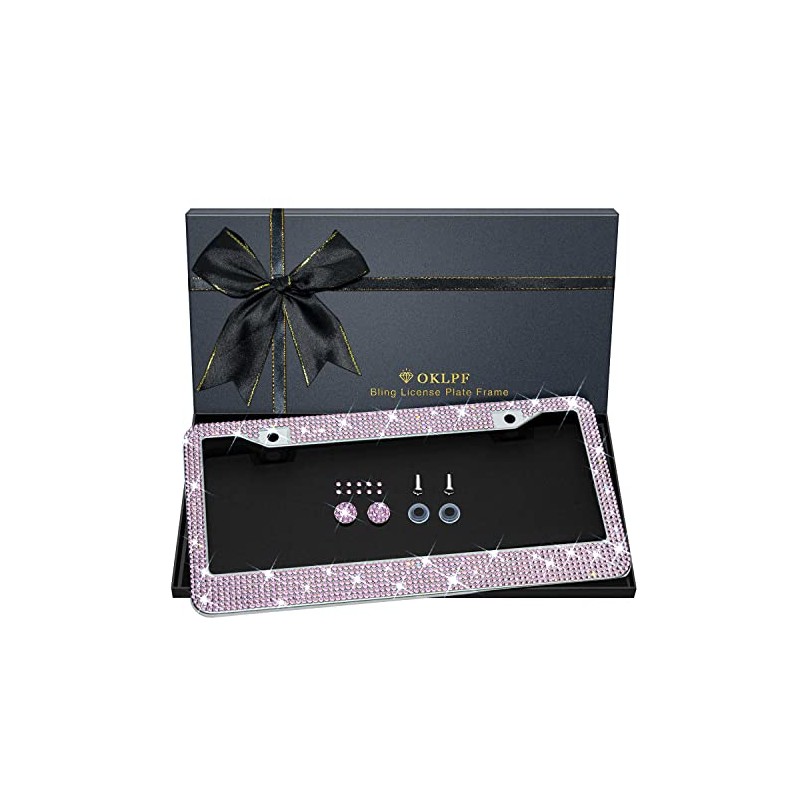 Bling License Plate Frame for Women, Sparkly Stainless Steel License