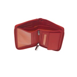 Josephine Osthoff Women's Leather Large Wallet with Zip Small Wallet Men's Credit Card Holder RFID Protection Wallet with Coin Compartment (926), red