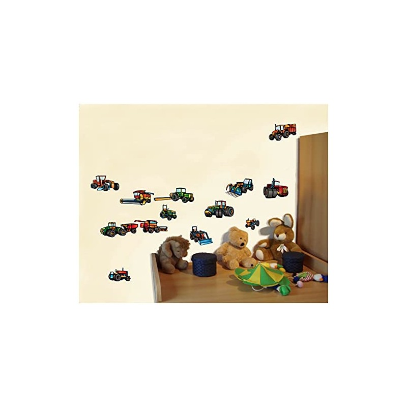 13–Piece Car Set-Tractor And Combine Harvester Farm Truck Wall Sticker