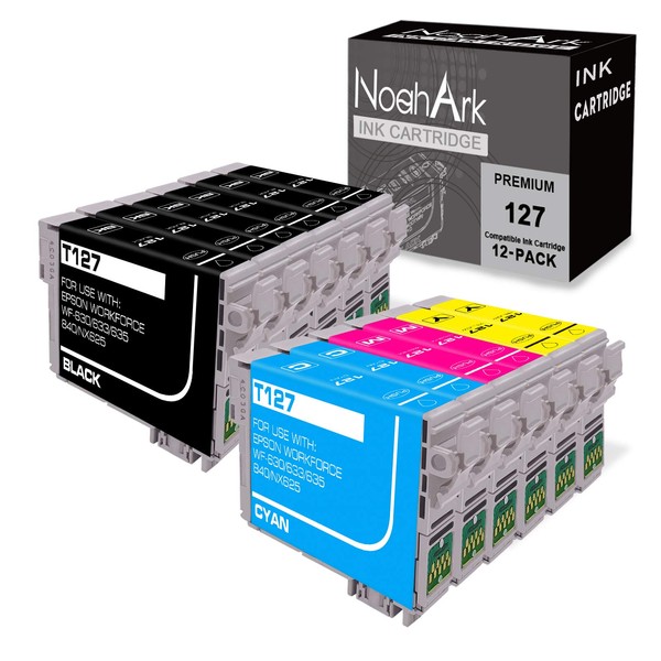 NoahArk 12 Packs T127 Remanufacture Ink Cartridge Replacement for Epson
