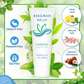 BERGMAN KELLY Shampoo Travel Amenities Hotel Toiletries In Bulk Guest Size Bottles (Hotel Size 1 Fl Oz, 100 Pack)