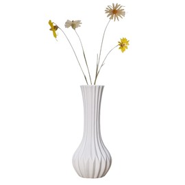 20cm/7.9inch Tall White Ceramic Vertical Stripe Textured Bud Vase Small Single Stem Flower Vase Mini Decorative Floral Holder Boho Vases for Table Centerpieces Home Decor