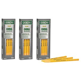 3 Pack: Dixon Industrial Phano Peel-Off China Marker Pencils, Yellow, 12 per Pack (00073), 3 Pack (36 Pencils Total)
