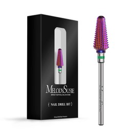 MelodySusie Professional Tornado Nail Drill Bits, 3/32'' Carbide Tungsten Multi-function Bits, Suitable for Manicure Pedicure Cuticle Gel Polishing, Salon Bits, Purple, Series Bit-X, Coarse