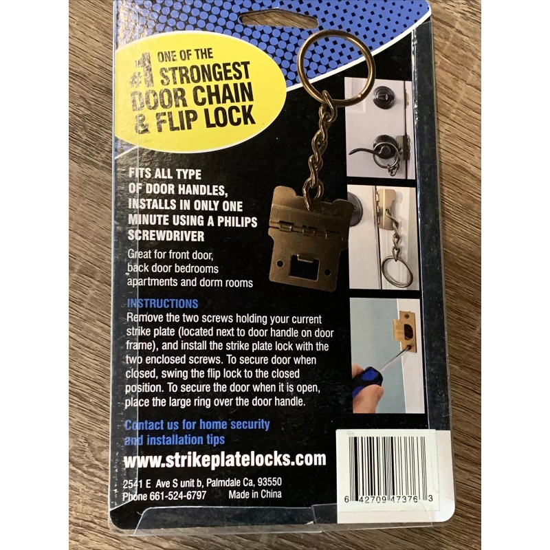 Strike Plate Locks Maximum Security Door Chain & Flip Lock,