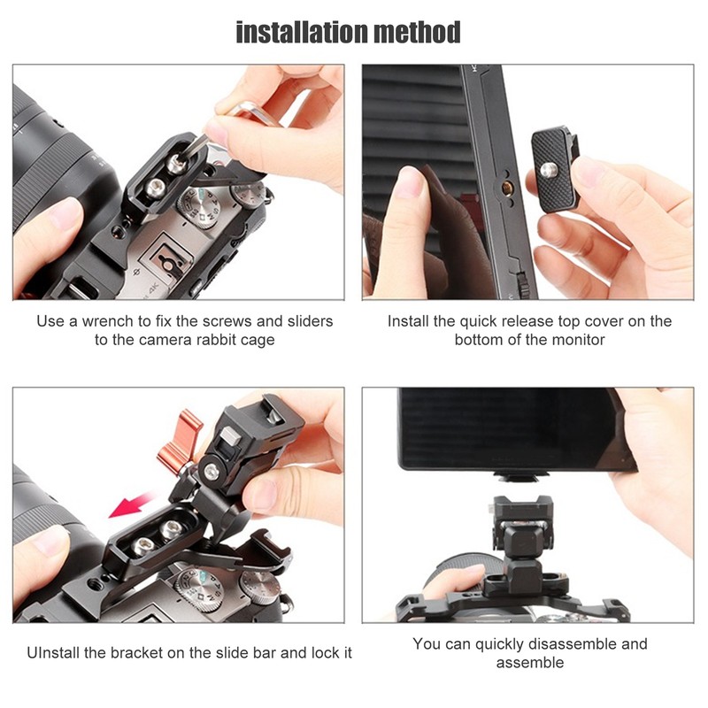 Camera Quick Release Plate 360° Adjustable Monitor Aluminum Alloy Holder