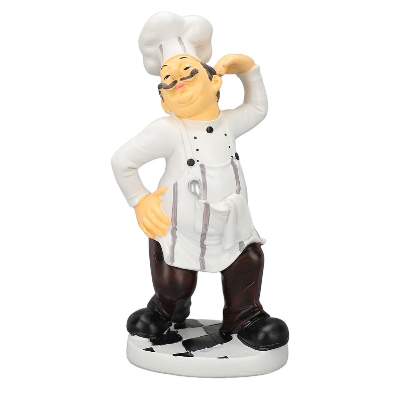 French Chef Figurine 30x14x11cm Resin Funny Chef Sculpture Kitchen Restaurant