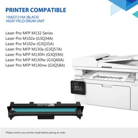 19A CF219A Drum Unit Black Drum 2 Pack, Imaging Drum Unit 19A, 19A Print Cartridge Black Compatible with Laser Pro MFP M130a M130nw M130fn M130fw Printer; Laser Pro M102a M102w Printer (Not Toner)