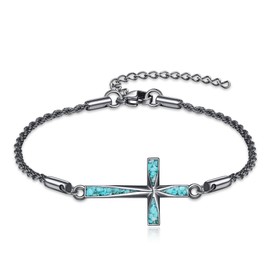 ONEFINITY Cross Bracelet 925 Sterling Silver Turquoise Origami Cross Bracelet jewellery Gifts for Women Girls