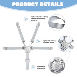 High Chair Safety Belts, 5 Point Safety Belt, High Chair Seat Belt, Multifunctional Child Safety Belt, High Chair Belt for High Chair/Pram/Pushchair, Buggy