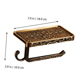 Operitacx Non-Punch Toilettenpapierhalter Aluminium Mit Handyhalterung Wandmontierter Langlebiger Organizer Für Badezimmer Bronze Antikes Design