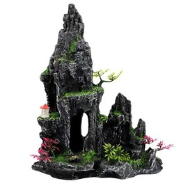 BCSIUHD Aquarium Décor Thematic Ornaments-Mountain View Stone Ornament Tree Rock Cave Fish Tank Decoration Fish Rest Play Hiding Cave