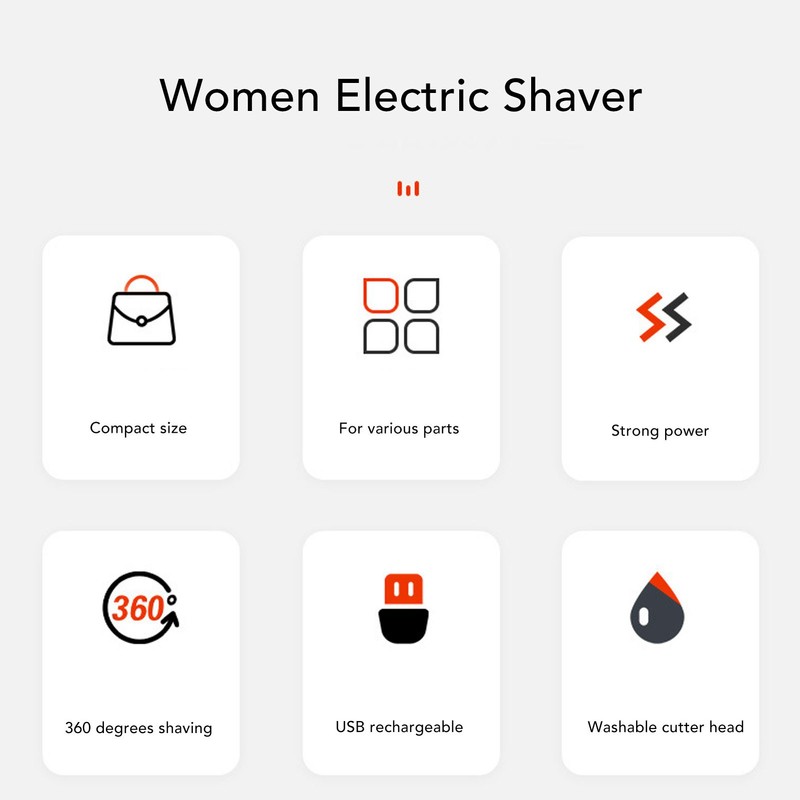 Electric Hair Removal Shaver 3 Blades Detachable Cutter USB Rechargeable