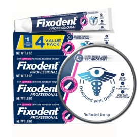 Fixodent Professional Ultimate Denture Adhesive Cream Dentures, 1.8 oz, 4 Pack