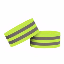 HSYTEK Reflective Bands Set - Elastic and Visible, 2-Piece with Velcro Fastening, Ideal for Jogging and Cycling (Green)
