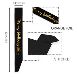 Birthday Sash, Birthday Gifts for Men, Birthday Boy Sash for Men, its my birthday Sash, Birthday Decorations for Boys, Fun Birthday Party Suppliers(Black)