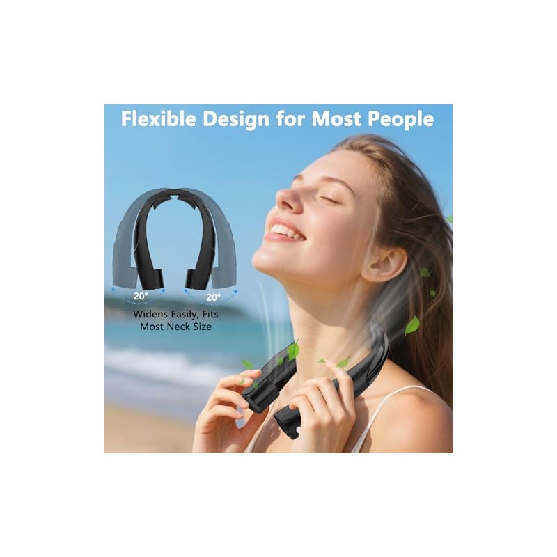 Enituo Portable Neck Fan - Hands-Free, Rechargeable, 6 Speeds