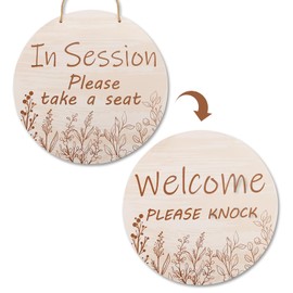 In Session Door Sign, In Session Door Hanging Decor for Massage Counselor Spa Room Office Studio, Welcome Please Knock Sign, Do Not Disturb Wall Decor, Double Sided 11.8in