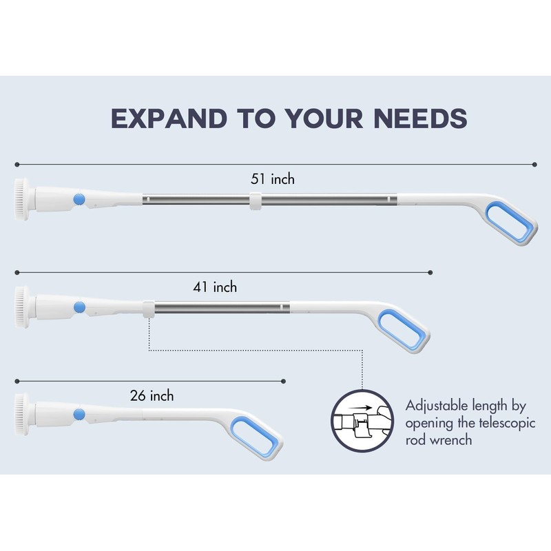 Electric Spin Scrubber with 8 Replaceable Brush Heads and Adjustable