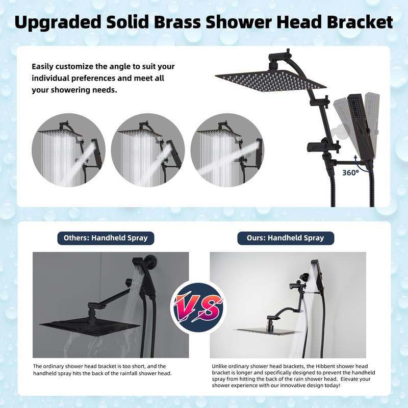 Hibbent All Metal CUPC Certified 10'' Rain Shower Head, Dual