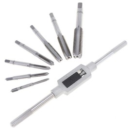 ChgImposs 8Pcs HSS Hardware Tap Die Set, with M3-M12 Taps and 1/16" -1/2" Wrench Handle for Woodworking/Machinery Repair