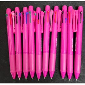 Generic 10 Multicolor Pen: 5 In 1 Metal Mechanical Pencil with Four Color Ballpoint Pen - Fuchsia