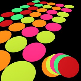 25 Sheets Neon Paper 5 Colors Glow in The Dark Paper 7.48'' Circle Neon Cardstock Classic Twister Fluorescent Card Stock for Black Light Glow Party Crafts Dance Floor Birthday Decor