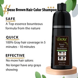 Instant Brown Hair Shampoo 14.1 fl oz (400 ml), gentle botanical formula - ammonia free - unisex hair color shampoo - quick and easy - 100% white hair coverage - lasts 30 days 3-in-1 brown hair colo (Brown)