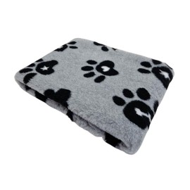 WOOF AND PUP | Non Slip Vet Bedding | Grey & Black Big Paws | Machine Washable | UK Manufactured | Non-slip | Dog Bed | Whelping | Vet bed (Small 50cm x 75cm (20" x 30"))