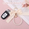 BOXOB 2pcs Bow Keychain, Ribbon & Pearl Bag Charm Cute
