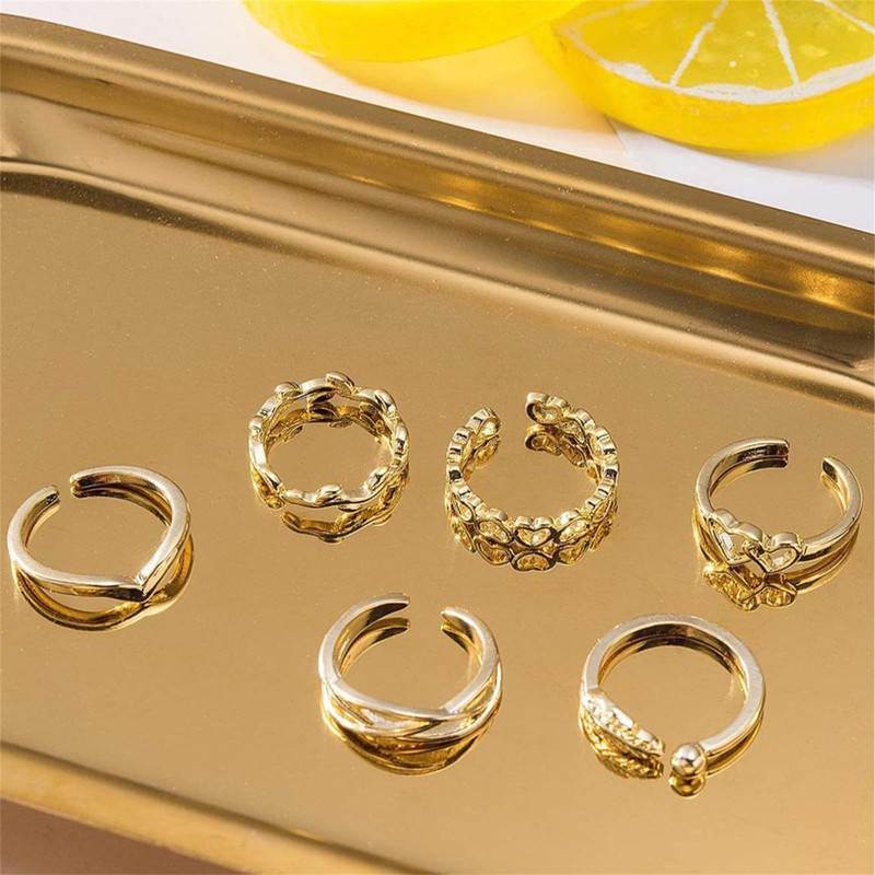 KONPJE Toe Ring Set Waterproof Toe Rings (gold1)