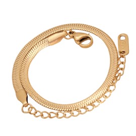 Tobillera de acero inoxidable con revestimiento PVD de oro de 18 quilates con forma de espiga, cadena de serpiente, tobillera de cadena dorada 2 en 1, doble cadena, tobillera de verano para mujer,