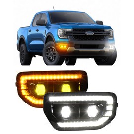 2Pcs 55W Led Fog Lights DRL For 2022 2023 2024 2025 2026 Ford Ranger Accessories Daytime Running Light with Amber Sequential Turn Signal & White Startup Animation(Only Fits xl/xlt/lariat) (DRL)
