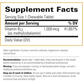 Integrative Therapeutics B-12 Active, Vitamin B12, Supports Nerve Function*, Cherry Flavored, 30 Chewable Tablets - 2 Pack