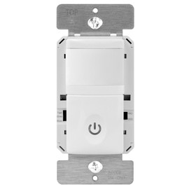 ENERLITES PIR Motion Occupancy Vacancy Motion Sensor Light Switch, 500W, 5A, Motion Sensor Night Light, Single-Pole, Smart LED Backlight, Neutral Not Required, Ground Required, HMOS-J-W, White