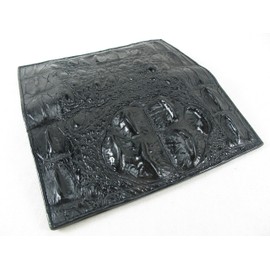 Pelgio Genuine Crocodile Alligator Hornback Skin Leather Checkbook Long Wallet (Black)