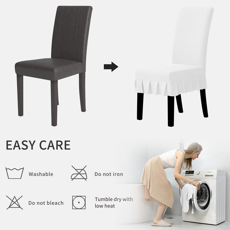 Easy-Going Dining Chair Covers Stretch Parsons Chair Slipcover with Skirt