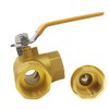 BesNPT 3 Way (T-Port) Brass 3/4" Hose Barb Forged Ball