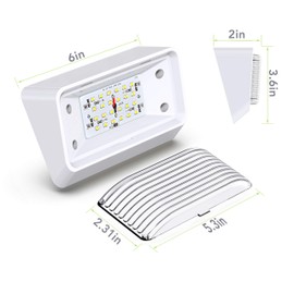 Leisure LED RV Exterior Porch Utility Light - 12v 280 Lumen Lighting Fixture. Replacement Lighting for RVs, Trailers, Campers, 5th Wheels. White Base, Clear and Amber Lens Included (White, 2-Pack)