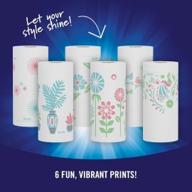 Sparkle Pick-A-Size Paper Towels Spirited Prints 6 Double Rolls = 12 Regular