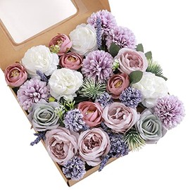 Conjunto de flores artificiales, flores falsas para mesas de bricolaje, centros de mesa, baby shower, despedida de soltera, boda, ramo de boda, arreglos para fiestas, portavelas, decoración