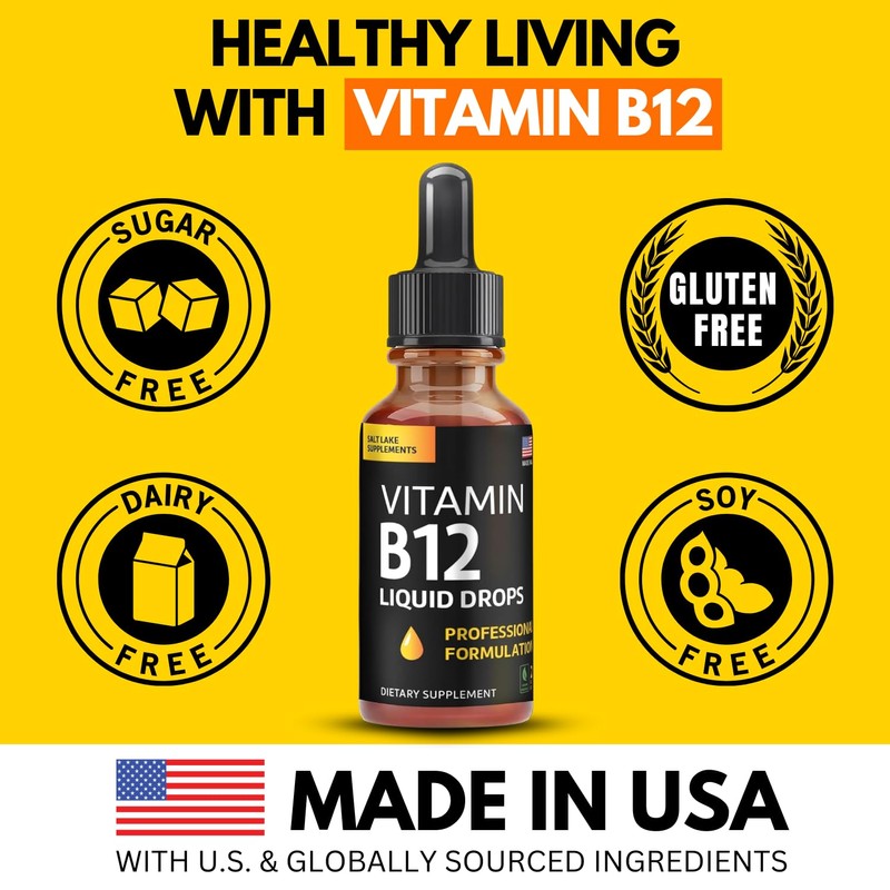 Vitamin B12 Liquid Drops - Vegan B12 vitamins 5000 mcg