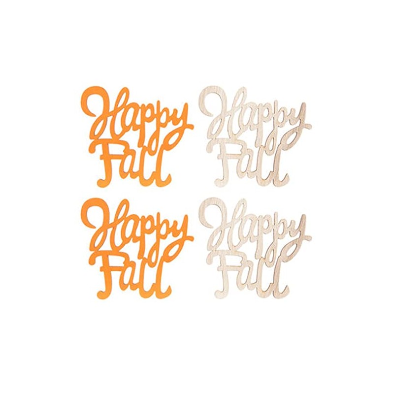 Happy Fall Painted Wood Cutout Shapes - 4 Pieces -